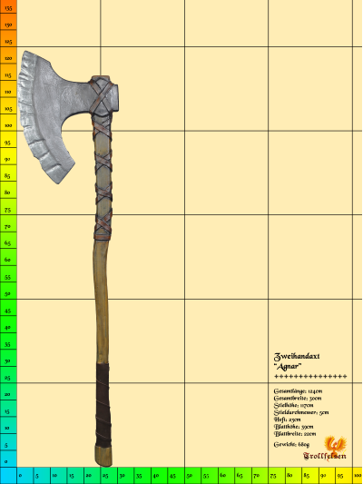 Agnar LARP Waffe Zweihand Axt Mittelalter Trollfelsen Maße